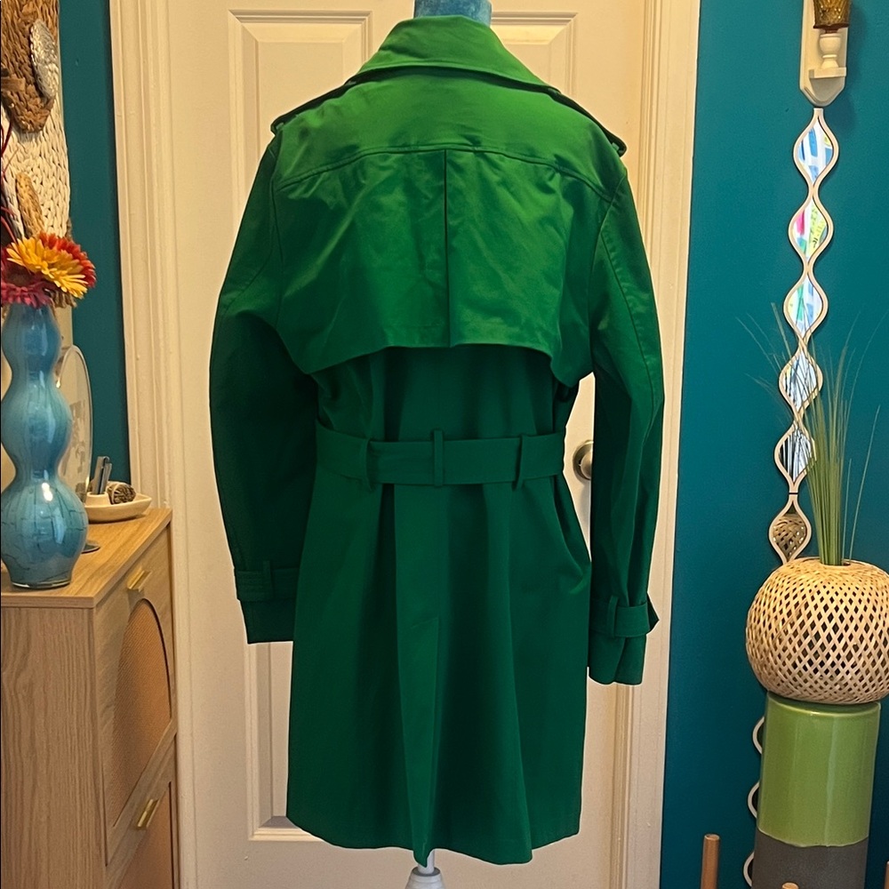 New York & Company Vibrant Green Trench Coat - Picture 3 of 6